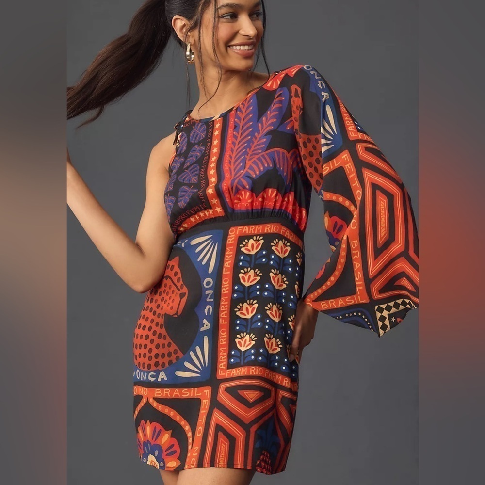 NEW Farm Rio for Anthropologie One Sleeve Dress NWT​​​​​​​​ - Picture 2 of 8